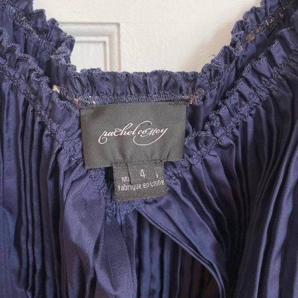 Rachel Comey Dress Long Maxi Silk Navy Blue Mini Pleats Formal Gown 4 - Picture 8 of 13